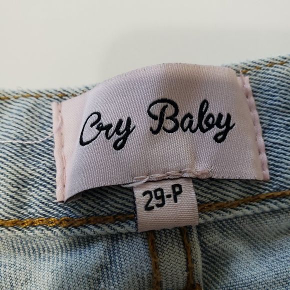Cry Baby Women's Light Wash Button Fly Straight Leg Jeans, Size 29-P, Size 8 - Picture 3 of 12